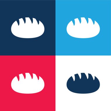 Bread blue and red four color minimal icon set clipart