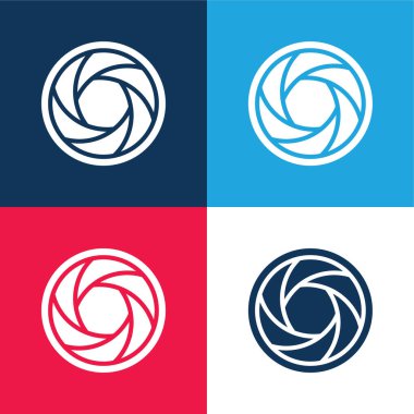 Açıklık mavi ve kırmızı dört renk minimal simge kümesi