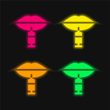 Botoks dört renk parlayan neon vektör simgesi