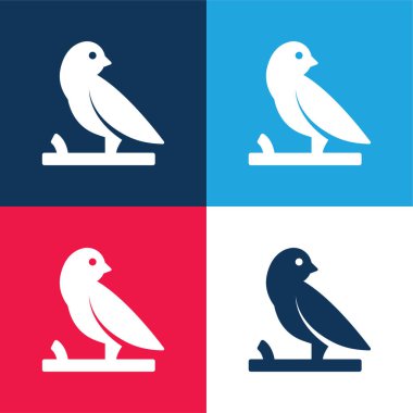 Bird On A Branch blue and red four color minimal icon set clipart
