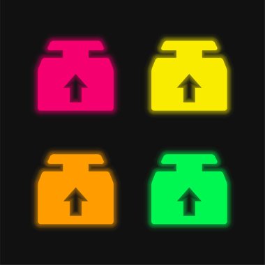 Parlayan dört renkli neon vektör simgesi
