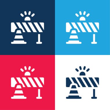 Barricade blue and red four color minimal icon set clipart