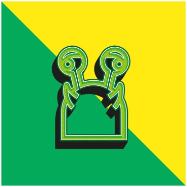 Hayalı Hayvan Başı Yeşil ve Sarı 3D vektör logosu