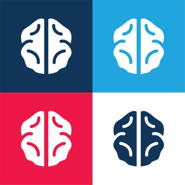 Beyin mavisi ve kırmızı dört renk minimal simge kümesi