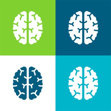 Beyin Cenit Görünümü Düz 4 renk simgesi seti