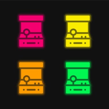 Arcade dört renk parlayan neon vektör simgesi
