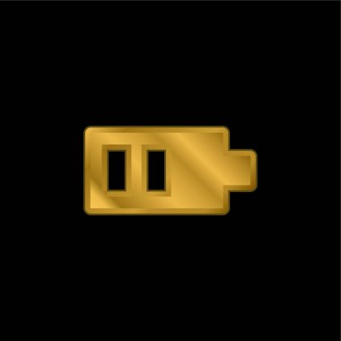 Pil altın kaplamalı metalik simge veya logo vektörü