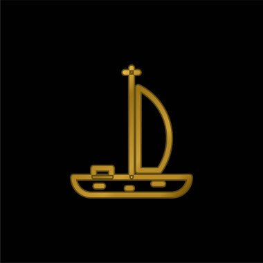 Tekne altın kaplamalı metalik simge veya logo vektörü