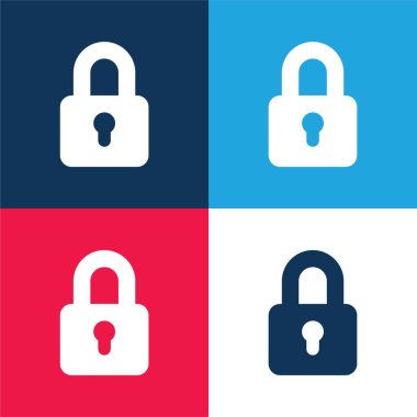 Big Lock blue and red four color minimal icon set clipart