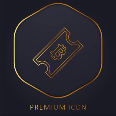 Bitcoin Ticket golden line premium logo or icon clipart