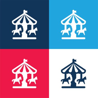 Amusement Park blue and red four color minimal icon set clipart