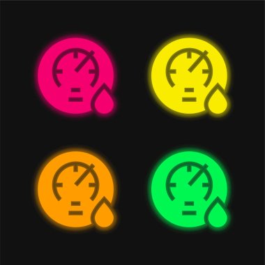 Barometre dört renk parlayan neon vektör simgesi