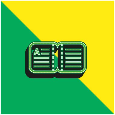 Kitap Yeşil ve Sarı Modern 3D vektör simgesi logosu