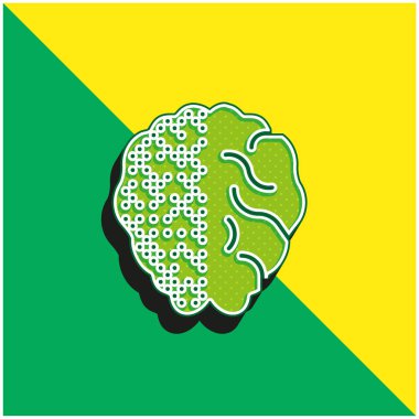 Beyin Yeşili ve Sarı Modern 3D vektör simgesi logosu