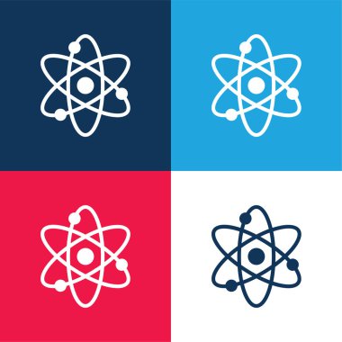 Atomik mavi ve kırmızı dört renk minimal simge kümesi