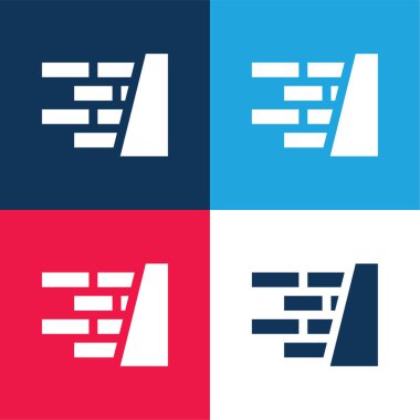 Tuğla Duvar mavi ve kırmızı dört renk en küçük simge kümesi