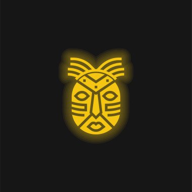 Afrika Maskesi sarı parlak neon simgesi