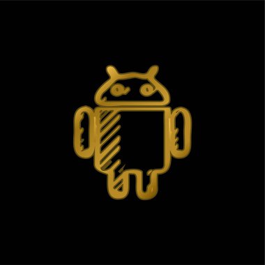 Android Çizilmiş Logo altın kaplama metalik simge veya logo vektörü