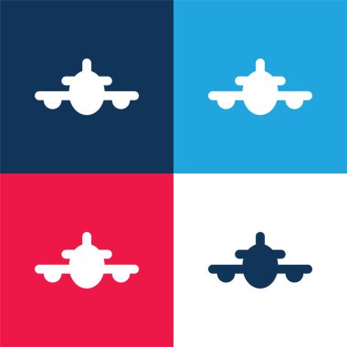 Uçak mavi ve kırmızı dört renk minimal simge kümesi