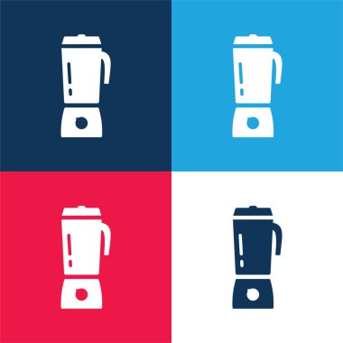 Büyük Meyve sıkacağı mavi ve kırmızı dört renk minimal simgesi