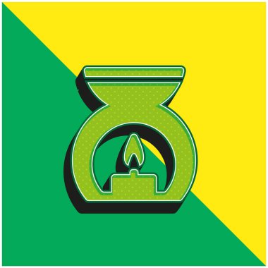 Aromaterapi Spa Tedavisi Yeşil ve sarı 3D vektör simgesi logosu