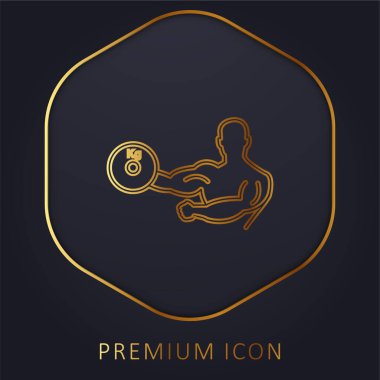 Vücut Geliştirici Bir El Altında Ağırlık Taşıyor Altın Çizgi Logosu veya Simgesi