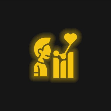 Sevecen sarı parlak neon simgesi