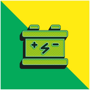 Pil Yeşil ve Sarı modern 3D vektör simgesi logosu