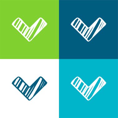 Açı Oku Çizimi Düz Düz 4 renk simgesi seti