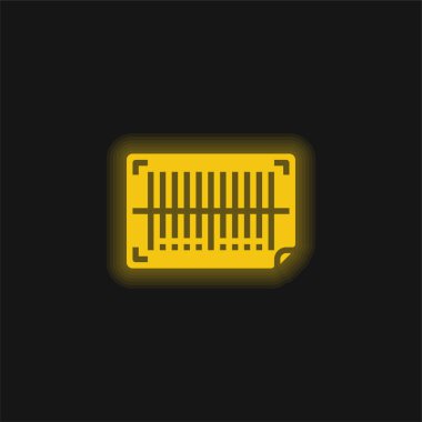 Barkod sarı parlayan neon simgesi