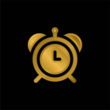 Alarm Saati altın kaplamalı metalik simge veya logo vektörü