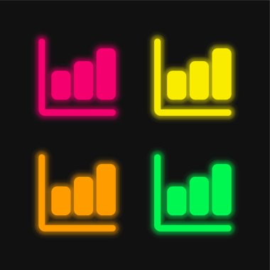 Çubuk Çizelgesi dört renk parlayan neon vektör simgesi