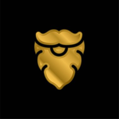 Sakallı altın kaplama metalik simge veya logo vektörü