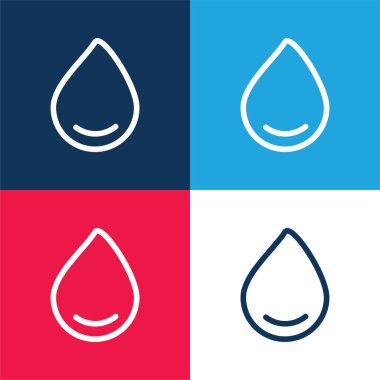 Big Drop Of Water blue and red four color minimal icon set clipart