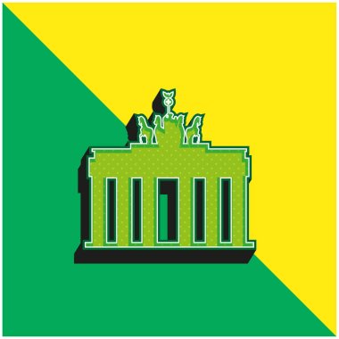 Brandenburg Kapısı Yeşil ve Sarı 3D vektör simgesi
