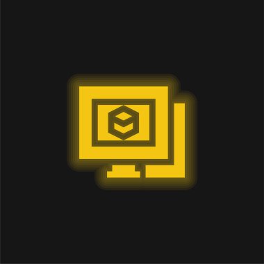 3d Modeling yellow glowing neon icon clipart