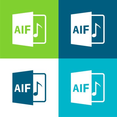Aif Dosya Biçimi Sembol Düz Dört renk minimal simgesi seti