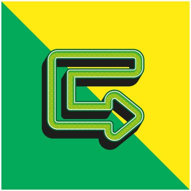 Arrow Kırık Açı Yeşil ve Sarı 3D vektör simgesi logosu