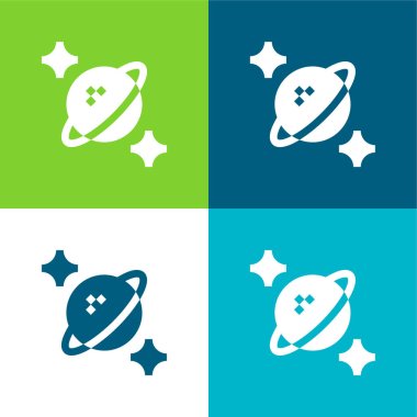 Astrophysics Flat four color minimal icon set clipart