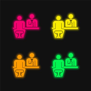 Bar four color glowing neon vector icon clipart
