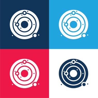 Astronomy blue and red four color minimal icon set clipart
