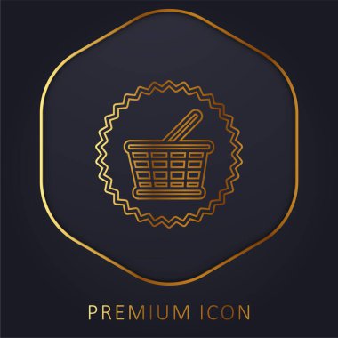 Sepet Ticari Sembol Altın çizgi prim logosu veya simgesi