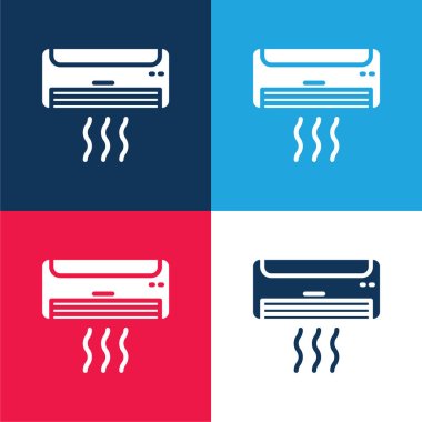 Air Conditioner blue and red four color minimal icon set clipart