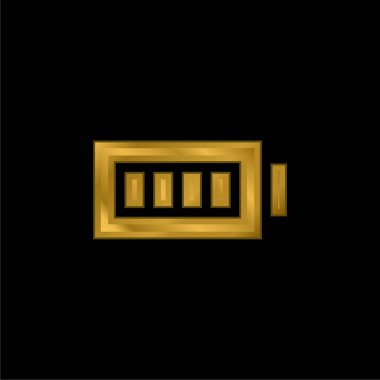 Pil altın kaplamalı metalik simge veya logo vektörü