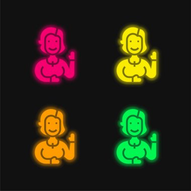 Dört renkli parlak neon vektör simgesi