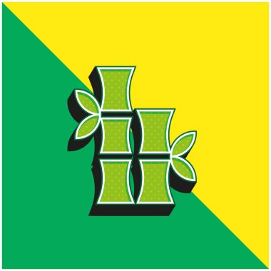 Bambu yeşili ve sarı modern 3d vektör simgesi logosu