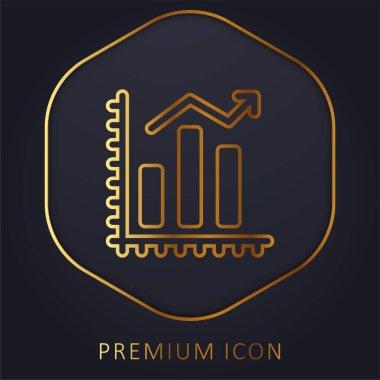 Bar Chart golden line premium logo or icon clipart