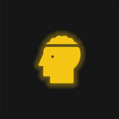 Beyin sarısı parlak neon simgesi