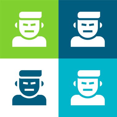 Öfke Düz 4 renk simgesi seti