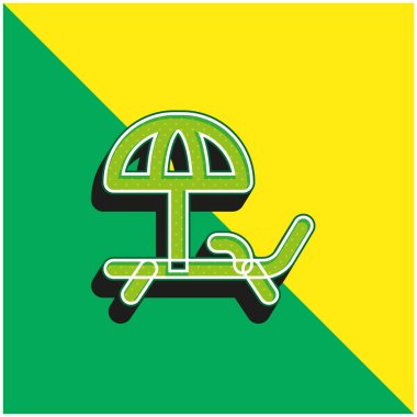 Beach Chair Green and yellow modern 3d vector icon logo clipart